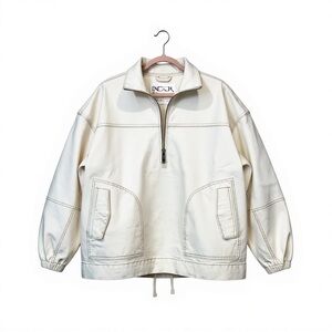 LNDN (London) denim pullover Jacket NWT Half Zip Drawstring Hem Long Sleeve